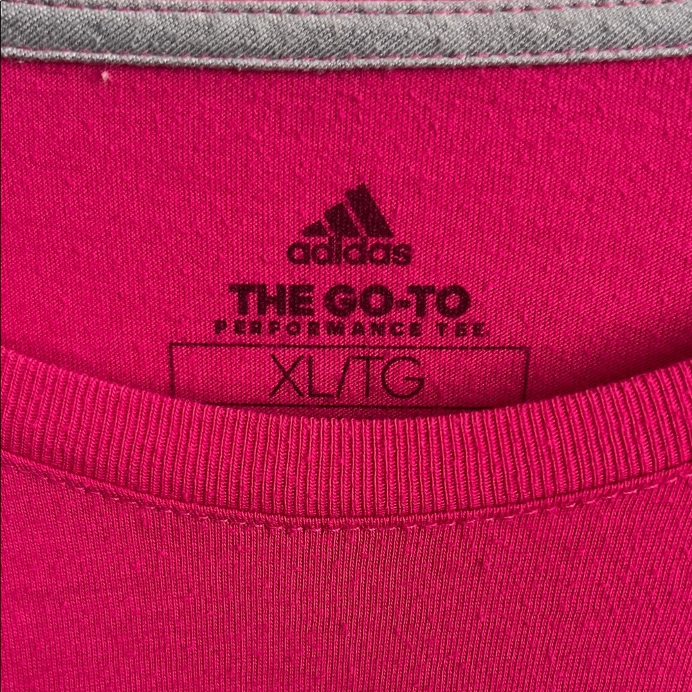Adidas Hot Pink Tee with White Logo - Picture 2 of 3